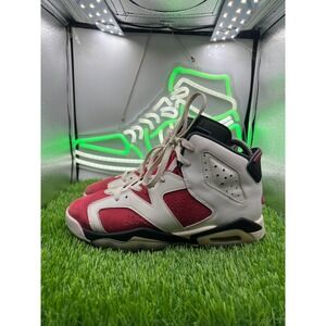 Nike Air Jordan 6 Retro Carmine Red White GS Shoes Size 6.5Y W 8 384665-106